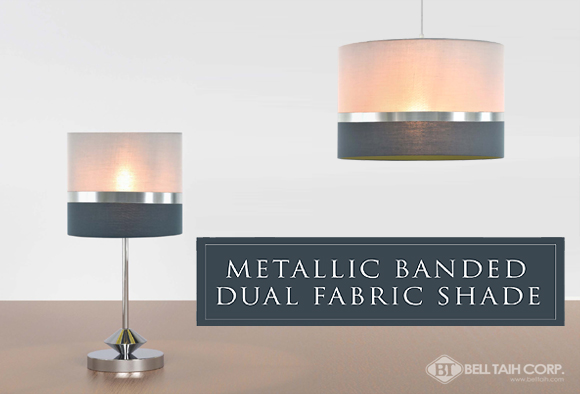04_Metallic Banded Dual Fabric Shade Pendant